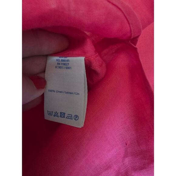 🌺 Boden 100% Linen Button-Up Shirt in Coral Size 10 - Picture 4 of 5
